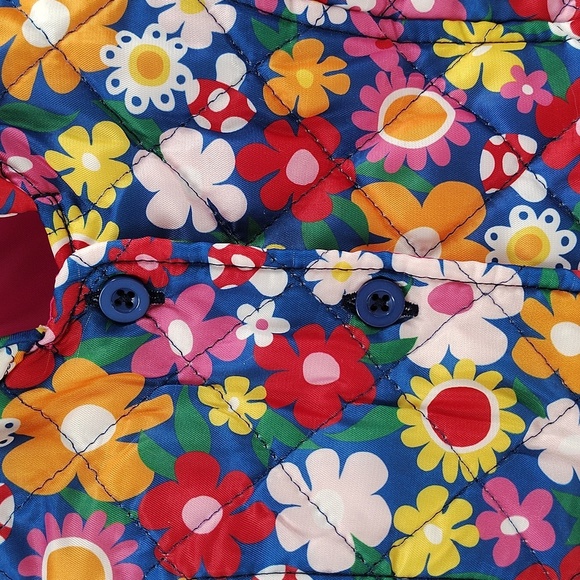 Baby Essentials Button Up Quilted Puffy Vest Multicolor Floral Print Multiples - Picture 4 of 7